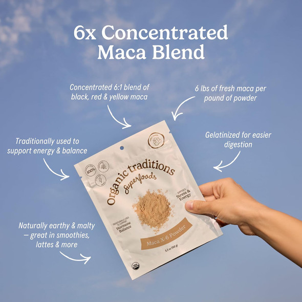 Organic Traditions - Maca X 6 Root Powder, Concentrated Blend | 150gm | 0.33 lbs