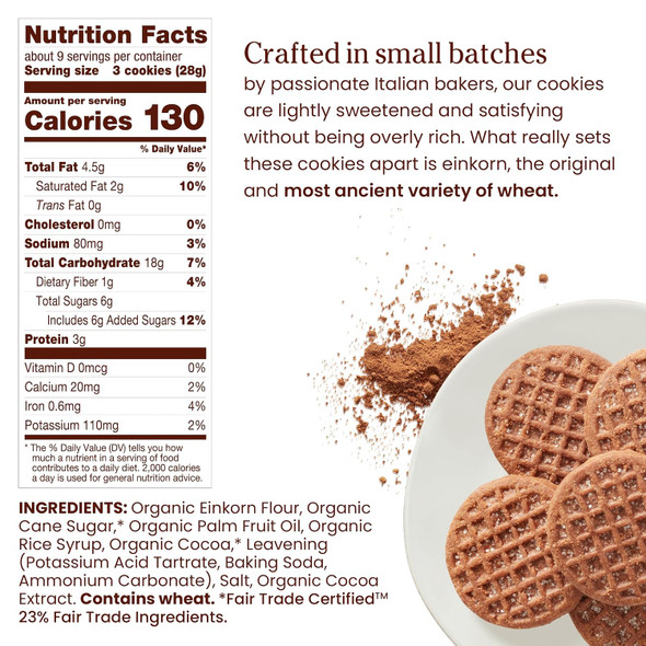 Jovial - Organic Einkorn Crispy Cocoa Cookies, Organic Cookies | 250gm | 0.55 lbs