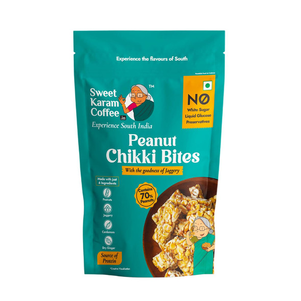 Sweet Karam Coffee - Peanut Chikki Bites -Rich in Protein & Fiber Jaggery Sweetened | 500gm | 1.1 lbs