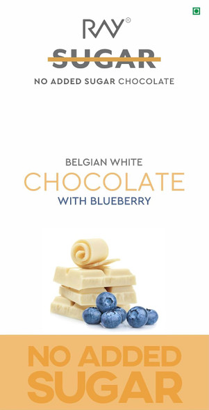 Ray Health - No Sugar-White Chocolate With Blueberry- No Sugar Chocolate, NO ADDED SUGAR | 90gm | 0.2 lbs