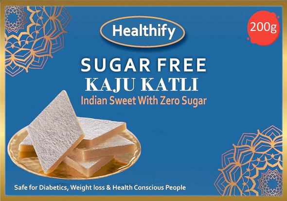 Healthify - Sugar Free kaju katli Guilt-Free Festive Sweet | No Added Sugar | Diabetic-Friendly | 200gm | 0.44 lbs