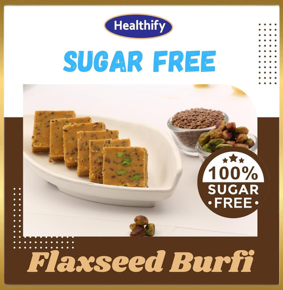 Healthify - Sugar Free Flaxseed Burfi Healthy & Nutritious Sweet | No Added Sugar | Rich in Fiber & Omega-3 | Guilt-Free Indulgence | 50gm | 0.11 lbs