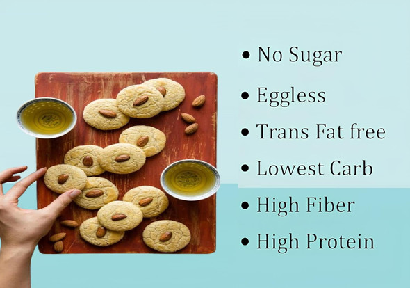 Healthify - Diabetic Almond Cookies | Sugar-Free Biscuits | Low GI | No Maida | High Protein | Digestive & Healthy Snack for Diabetics | Baked with Ayurvedic Ingredients | 50gm | 0.11 lbs