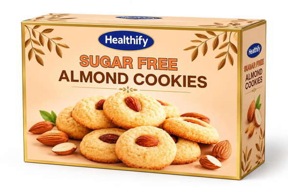 Healthify - Diabetic Almond Cookies | Sugar-Free Biscuits | Low GI | No Maida | High Protein | Digestive & Healthy Snack for Diabetics | Baked with Ayurvedic Ingredients | 50gm | 0.11 lbs
