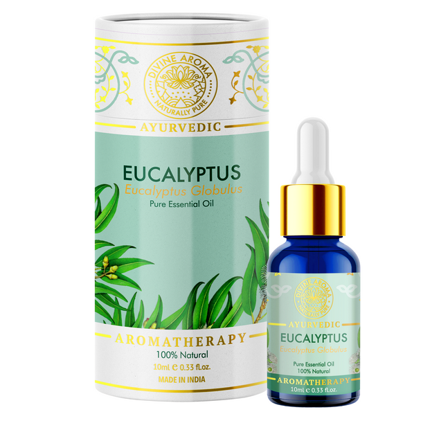 Eucalyptus Essential Oil, 100% Pure & Natural, FOR SKIN, HAIR, ANTI-VIRAL PROPERTIES, CLARITY OF MIND, RESPIRATORY CONGESTION, 10ml | By Divine Aroma  |  0.34floz