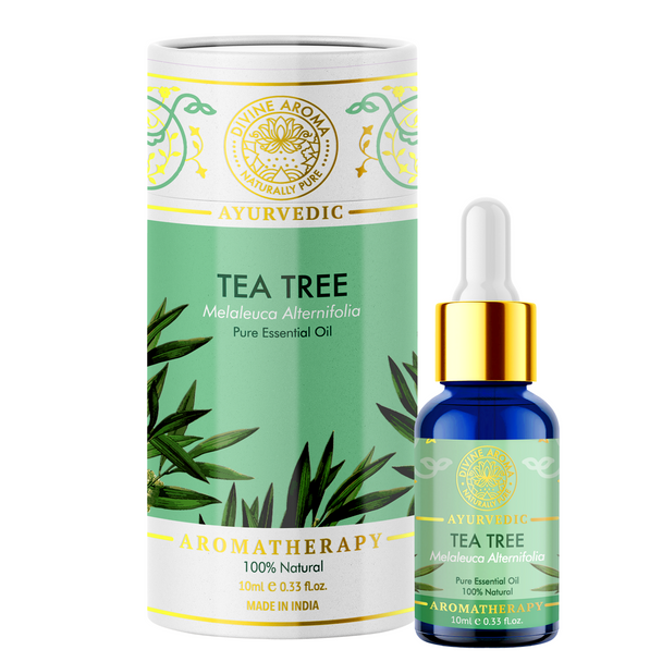 Tea Tree Essential Oil, 100% Pure & Natural, FOR ACNE, BLEMISHES, HAIR, ODOURS, 10ml | By Divine Aroma  |  0.34floz