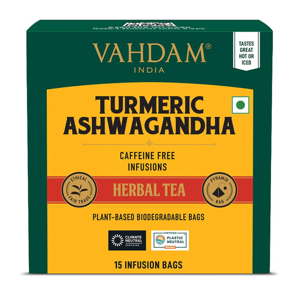 Turmeric Ashwagandha Herbal Tea Bags|15 Teabags|1.06 Oz