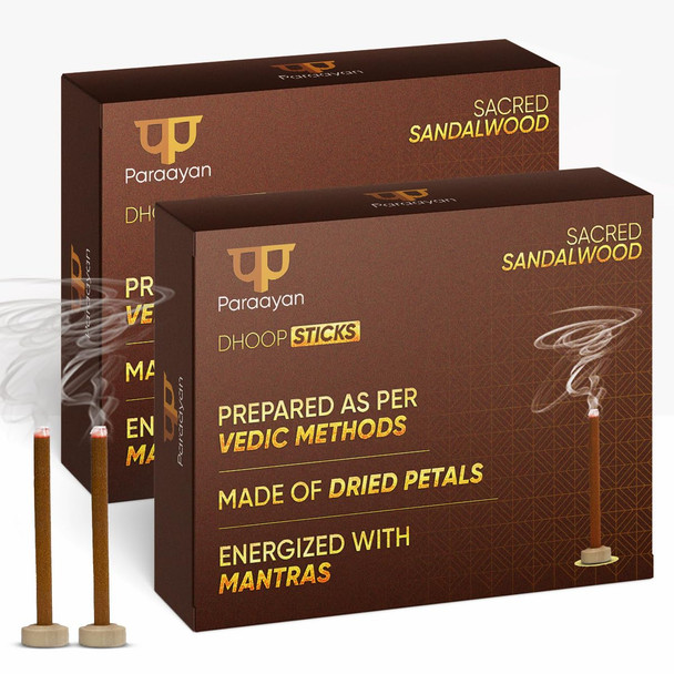 Energized Dry Dhoop Sticks | Fragrance Sandalwood | Bambooless Dhoop Sticks for Pooja Organic Dhoop Batti Incense Sticks for Puja and Home|40 sticks