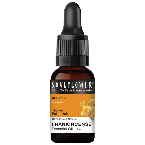 Soulflower Frankincense Essential Oil - Pure, Organic, Natural & Undiluted Therapeutic Grade Essential Oil | Healthy Hair, Face, Skin Wrinkles, Scalp, Control Acne | Boswellia Genus -Chemical Free|15 ml