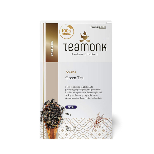Teamonk - Avana Green Tea Leaves 100g (Makes 50 Cups) | USDA Certified Organic Darjeeling Tea|3.52Oz|0.22lbs