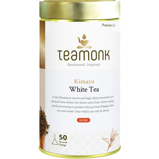 Teamonk - Kimaya White Tea (50 Teabags)|Usda Certified Organic Darjeeling Tea||Herbal Tea|Supports Detoxification, Immunity, & Skin Health|No Oils Or Artificial Aroma - 225 Gram|7.92Oz|0.495lbs