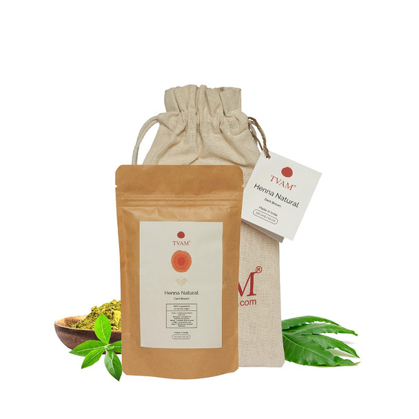 TVAM Dark Brown Henna Hair Color | COSMOS Natural Certified | Organically Grown Ingredients | For Premature Greys, Scalp Infections And Split Ends | Toxic Ingredients Free - 100gms|3.52Oz|0.22lbs