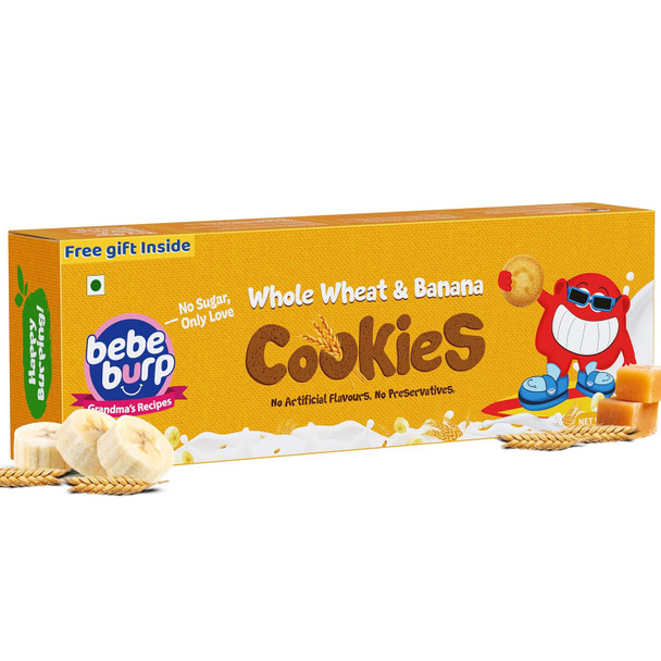 Bebe Burp Baby Food Whole Wheat Cookies - 150 gm,100% Organic Tasty & Healthy Cookies For Babies | No Artificial Preservatives & Flavours | Natural Sweetness Of Jaggery 100% Organic Tasty & Healthy For Kids|5.28Oz|0.33lbs