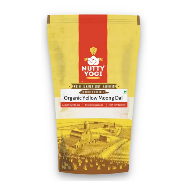 Nutty Yogi Yellow Moong Daal Flour | 800 Gm | High Protein | Nutritious Lentil Flours | Moong ki Dal ka | Certified Organic| Chakki Moong Daal Flour ||28.16Oz|1.76lbs