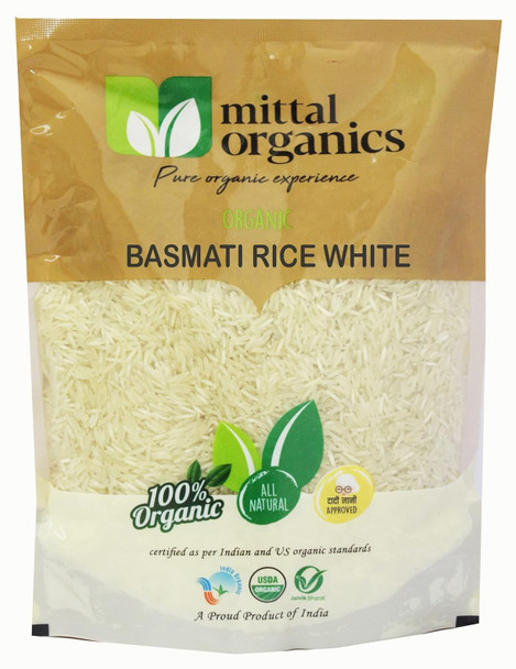 Mittal Organics- Organic White Basmati Rice 850 GM (Pack of 1) | Prefect for Daily Cooking | Rich in Aroma & Fiber, Naturally Aged|29.92Oz|1.87lbs