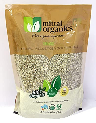 Mittal Organics -Organic Pearl Millet (Bajra) Whole - 900g X 3 (pack of 3), Bajra whole 2.7kg (Pack of 3)|31.68Oz|1.98lbs