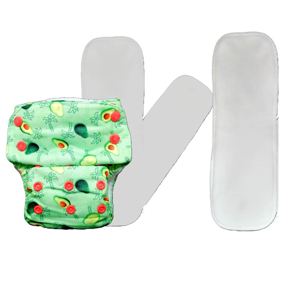 Kindermum Nano AIO Pro Cloth Diaper, Gots Certified Soft Freesize Adjustable, Washable diaper Reusable Diaper for babies 0-3 Years, with 3 organic cotton inserts (Avo-Cuddle-AIO-Pro)|8.781696Oz|0.548856lbs