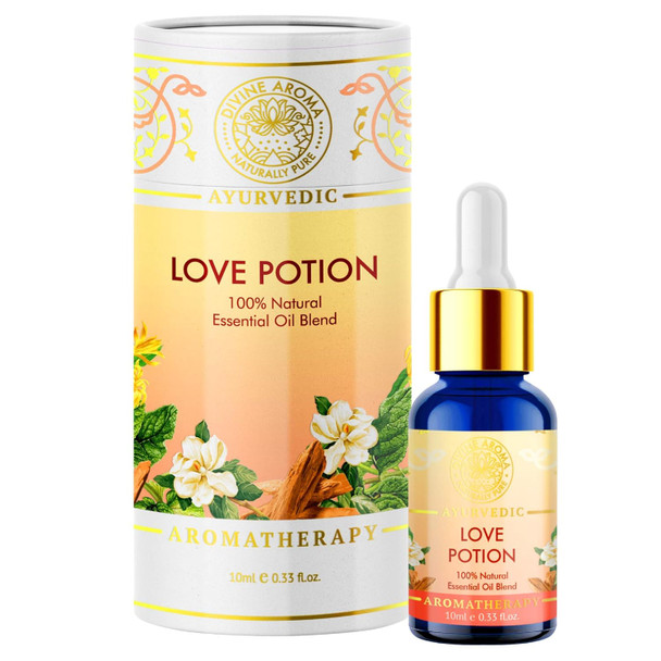 Divine Aroma Love Potion Essential Oil Blend 100% Pure, Undiluted, Natural & Organic For An Enticing Atmosphere-10ML|3.52Oz|0.22lbs