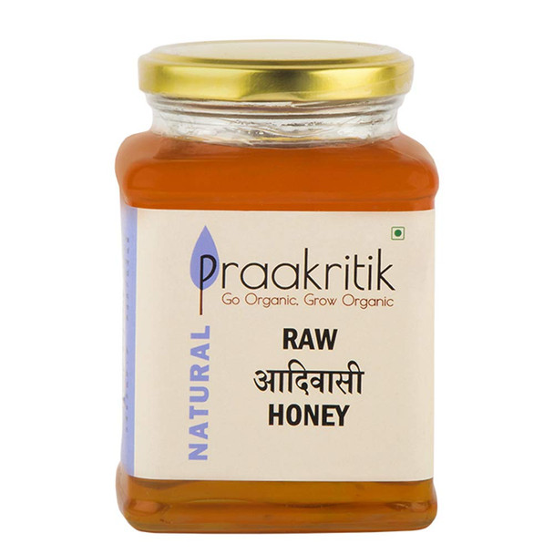Praakritik Natural Adivasi Honey, Organic, Natural, Unpasteurized, Unfiltered & Raw, from Wild Indigenous Bees, 500 Grams|17.6Oz|1.1lbs