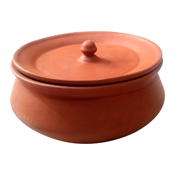 VINTICA Organic Clay Crafts Clay Handi for Cooking/Clay Handi/MItti Handi/Curd Pot|35.2Oz|2.2lbs