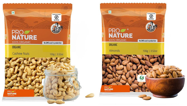 Pro Nature 100% Organic Cashew Nuts|3.52Oz|0.22lbs
