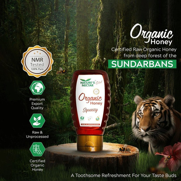 Nature's Nectar Squeezy Organic Honey|11.44Oz|0.715lbs