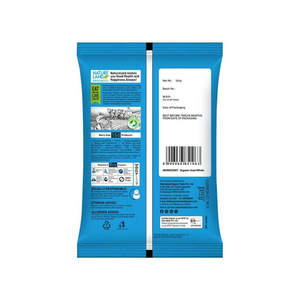 Natureland Organic Urad (Sabut)|17.6Oz|1.1lbs