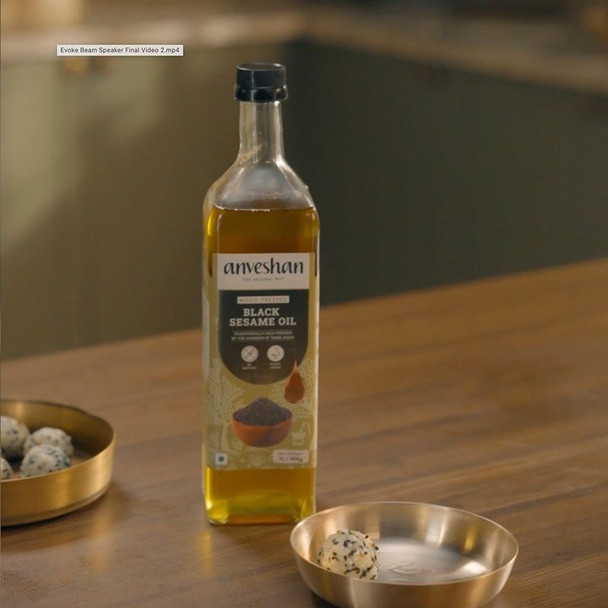 Anveshan Wood Cold Pressed Black Sesame / Gingelly / Til Oil|500ml|16.91 fl oz [Fittuber Recs]