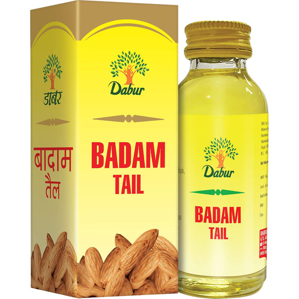 Dabur Badam Tail : Sweet Almond Oil | Rich in Vitamin -E for Healthy Skin , Hair and Body | 100ml | 3.38 fl oz [Fit Tuber Recs]