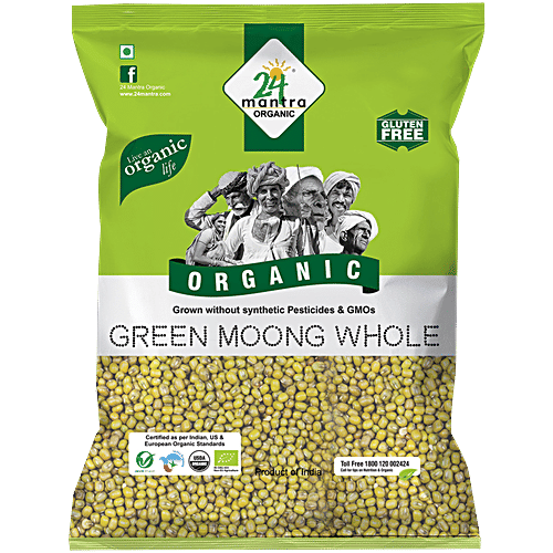 24 Mantra Organic Organic Dal - Green Moong Whole//Hesaru Kaalu|1 kg