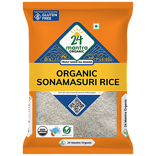 24 Mantra Organic Organic Sonamasuri Raw Rice/Akki - Polished|5 kg
