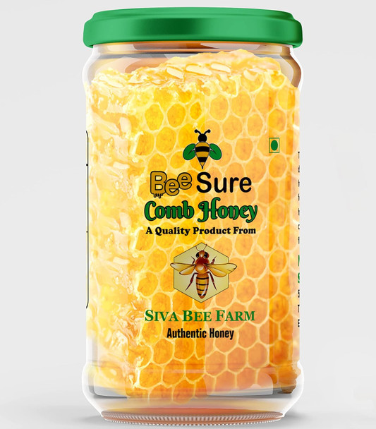 Bee Sure Delicious Honey Comb – 100% natural, raw, and unprocessed organic honey, infused with premium honeycomb for an authentic, rich flavor. Enjoy 500g of pure