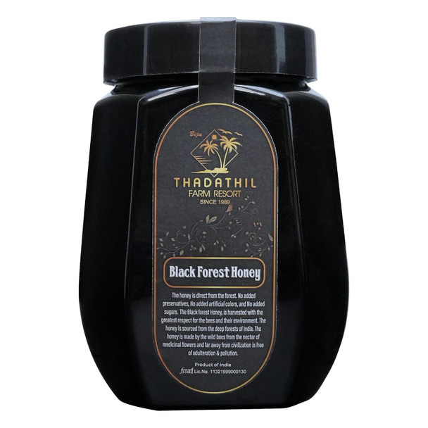 Biju Thadathil Farm Black Forest Honey 500g – Certified Organic by MQA | Organic Forest Honey Without Sugar | Raw, Wild, Unprocessed & Non-Pasteurized | Supports Gut & Skin Health | Since 1989
