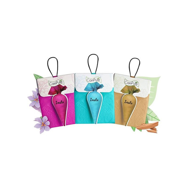 CamPure 100% Organic Camphor Car Freshener Cone - Original, Sandalwood and Lavender|1 pack (3 x 30 g)