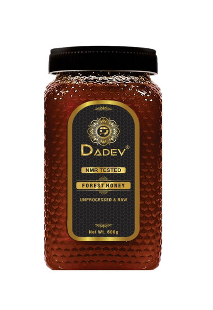 DADEV Honey NMR Tested 100% Pure Raw Honey, Unprocessed Forest Organic Honey-600gm GLASS JAR