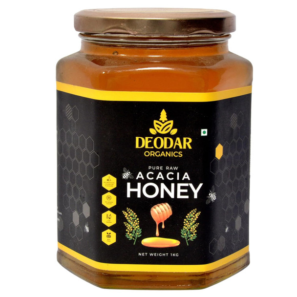 Deodar Organics' Wild Acacia Babool Forest Natural&Fresh Honey|Unprocessed Honey|Pure Organic Raw Honey|100% Natural No Preservatives|No Artificial Color|No Added Sugar (500 Gm) (Pack Of 1 Glass Jar)