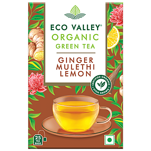Eco Valley Organic Green Tea - Ginger, Lemon & Mulethi|42.5 g