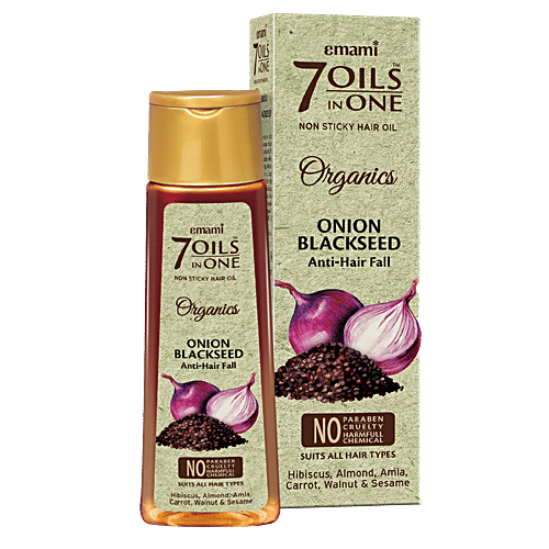 Emami 7 Oils In One Organics Onion Blackseed Hair Oil - Anti Hair-Fall, Non-Sticky|200 ml