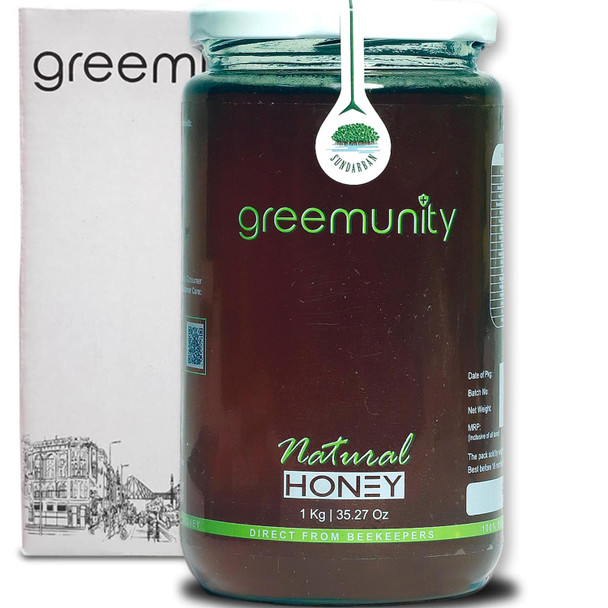 GREEMUNITY - Sundarban Natural Mangrove Honey - Organic Sunderban Honey - Sundorbon Forest Honey - 1 Kg pack - Raw Unprocessed - Direct from Beekeepers