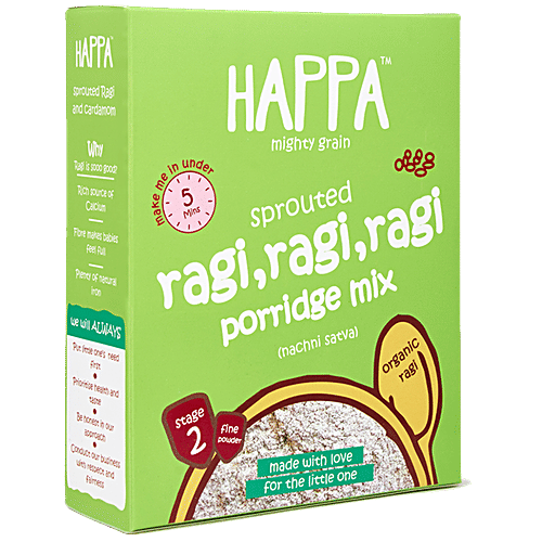 Happa Baby Food - Organic Sprouted Ragi Porridge, 6 Months+|200 g