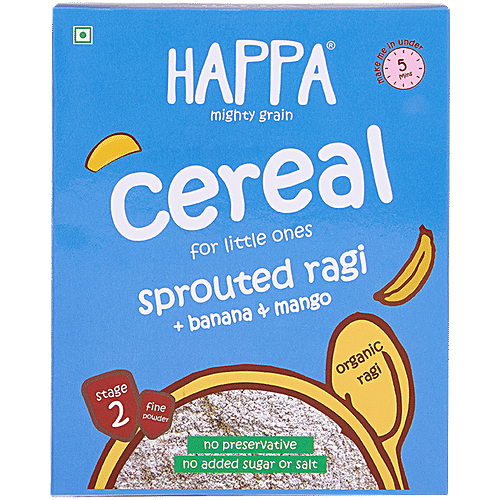Happa Baby Food - Organic Sprouted Ragi, Carrot & Beetroot Porridge Mix, 6 Months+|200 g