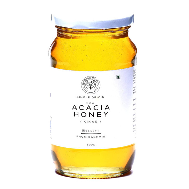 The Healing Himalayas Raw Acacia Honey | Pure, Organic & Unprocessed Kashmir White Honey | Glass Jar of 250gms