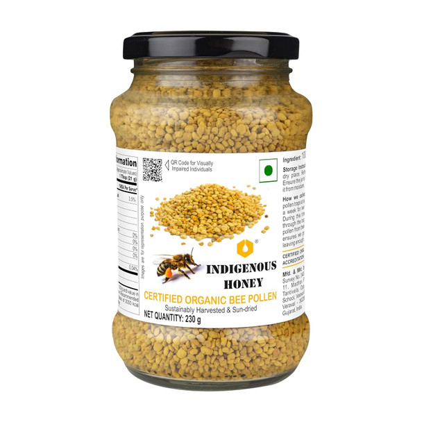 INDIGENOUS HONEY Bee pollen Pure Natural Organic Bee Pollen sourced from beehive 230 g Granulated