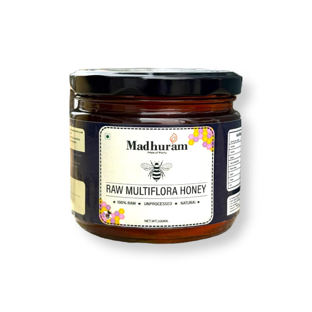 Madhuram Raw Organic Forest Honey (350 gm) | Unprocessed, Unfiltered & Natural | No added Sugar or preservatives | Daily Honey | Rich in Antioxidants | 100% Pure Desi Honey | 350g