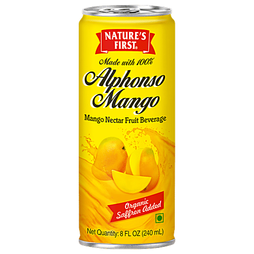 Nature's First Alphonso Mango Nectar Fruit Beverage - Organic Saffron Added, Healthy, Refreshing Drink|240 ml