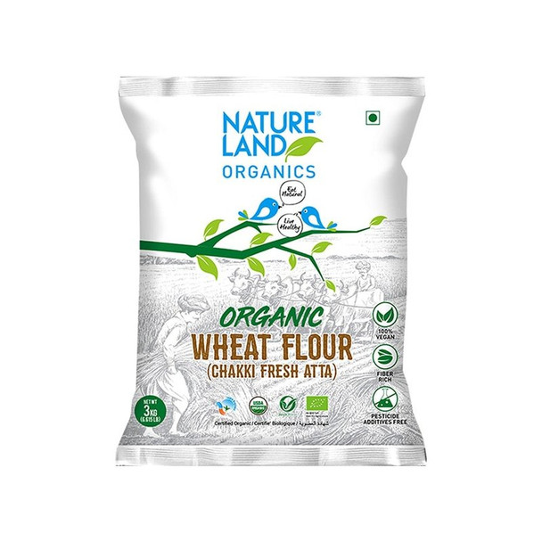 Natureland Fresh Chakki Organic Atta|3 kg