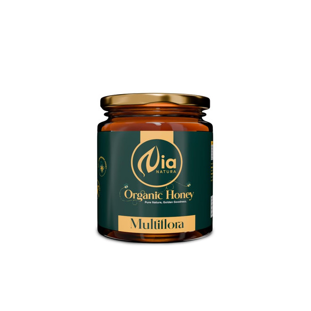 Nia Natura 100% Pure Organic Honey Multiflora 250g | Unprocessed, Raw, Without Sugar | Multiflora
