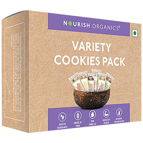 Nourish Organics Variety Cookies Pack - Rich In Antioxidants, Fibre & Protein, No Preservatives|140 g