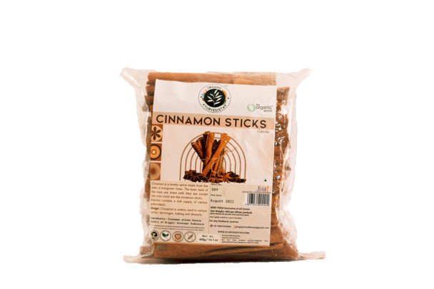 ORGANIC AYURVEDISTAN Cassia Cinnamon Sticks|400 g