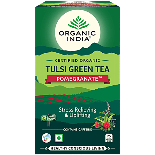 Organic India Tulsi Green Tea - Pomegranate, Certified Organic|50 g